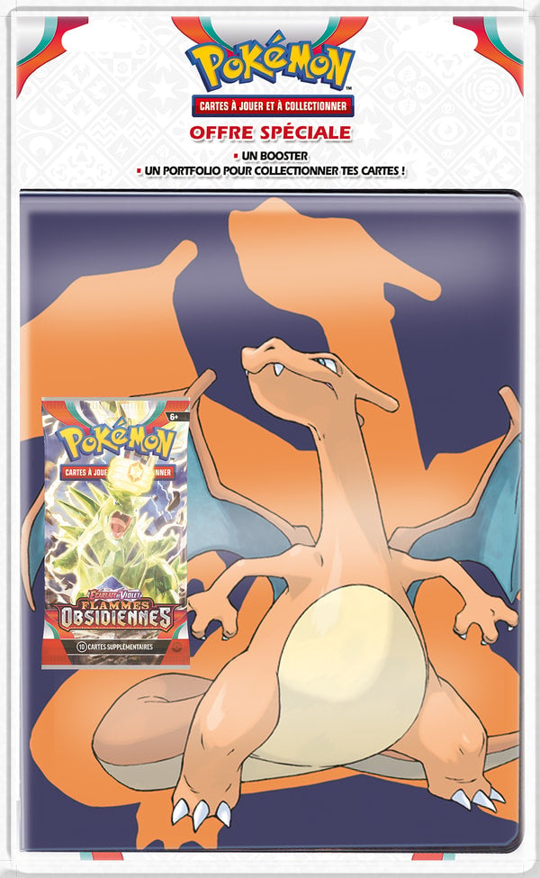 Pokémon JCC - Écarlate et Violet - Portfolio avec booster Flammes Obsidiennes (1x blister aléatoire) - flash vidéo