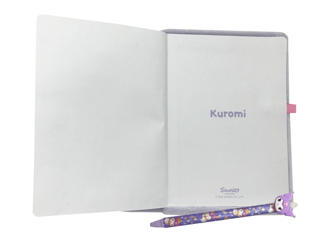 Sanrio - Ensemble cahier et stylo à bille Kuromi en peluche