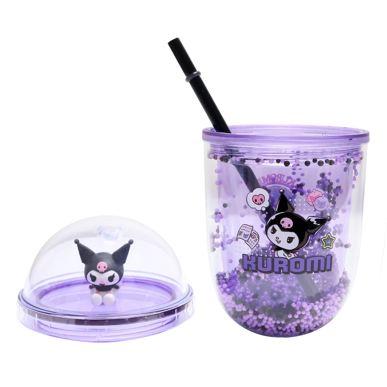 Sanrio - Mug bubble tea avec paille Kuromi