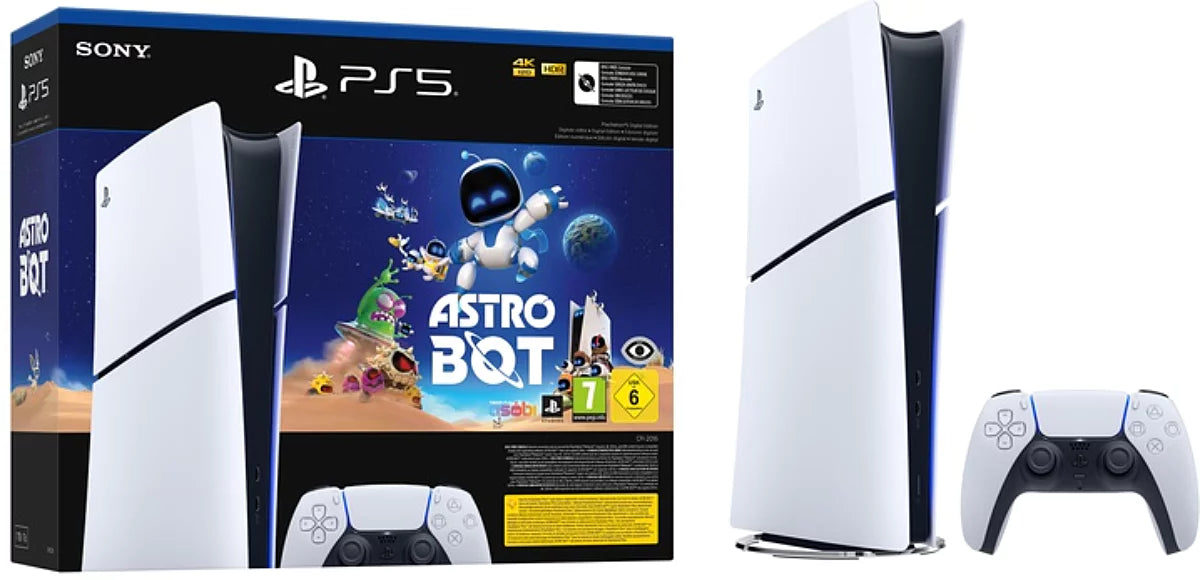 Bundle - PlayStation 5 White Digital Edition (Slim Model) Astro Bot