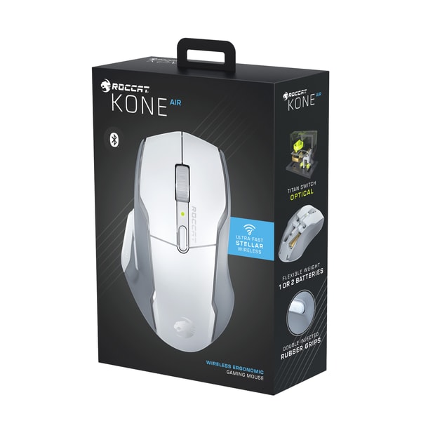 Roccat - Souris de jeu optique ergonomique sans fil Kone Air Blanche - flash vidéo