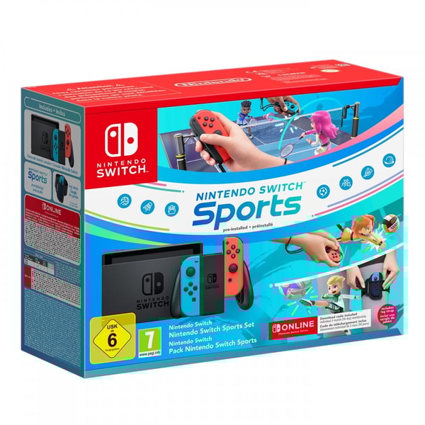Nintendo Switch with Joy-Con Pair Neon Red & Blue + Pack Nintendo Switch Sports - flash vidéo