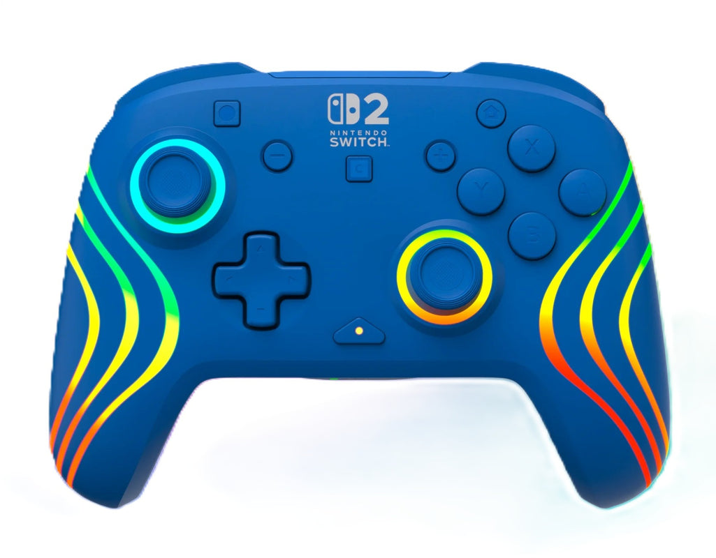 Turtle Beach - Manette de jeu RGB sans fil Afterglow Wave bleue pour Nintendo Switch 2, Switch, Switch Lite et Switch modèle OLED