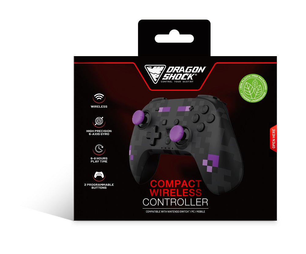 DragonShock - Manette compacte sans fil Bluetooth PopTop Cube Noire pour Switch et Switch OLED