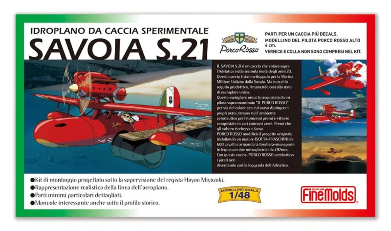 Ghibli - Porco Rosso - Maquette du prototype d'hydravion Savoia S.21 et figurine de Porco au 1/48