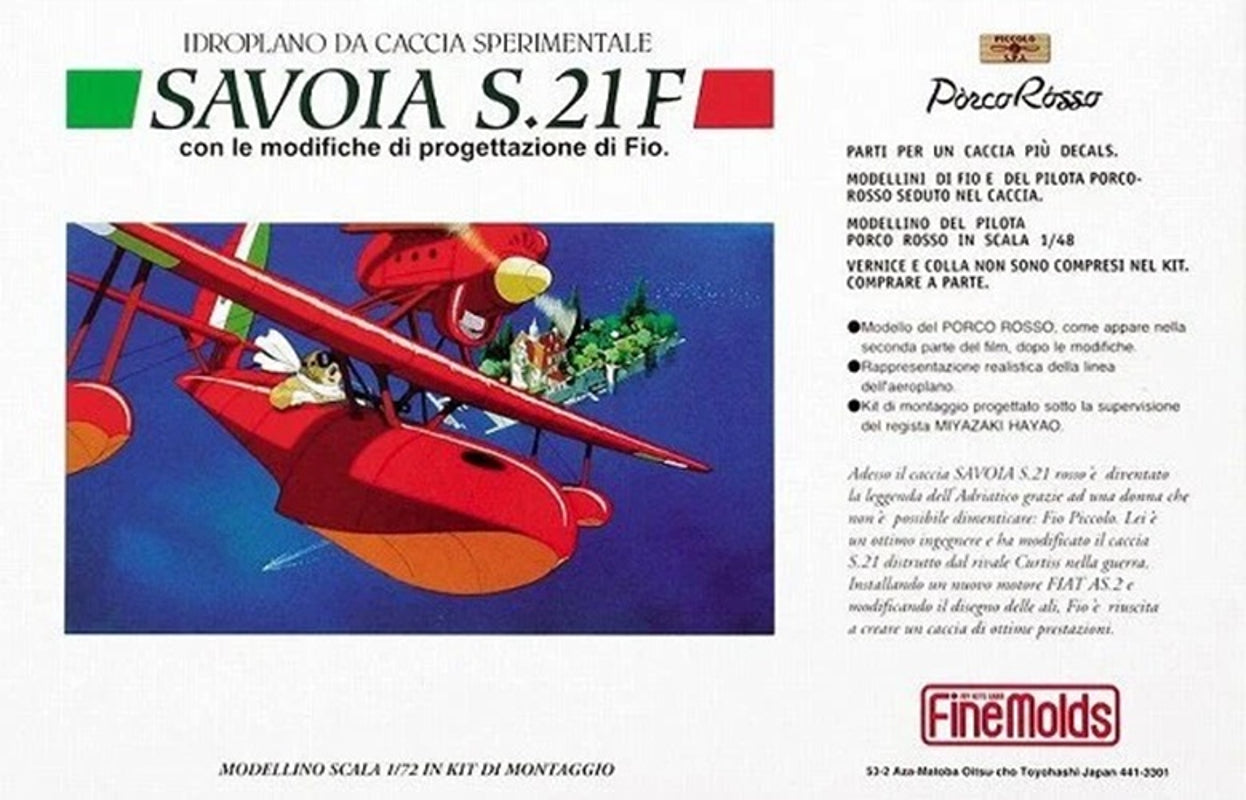 Ghibli - Porco Rosso - Maquette d'hydravion Savoia S.21F Version 2 et figurine de Porco au 1/72