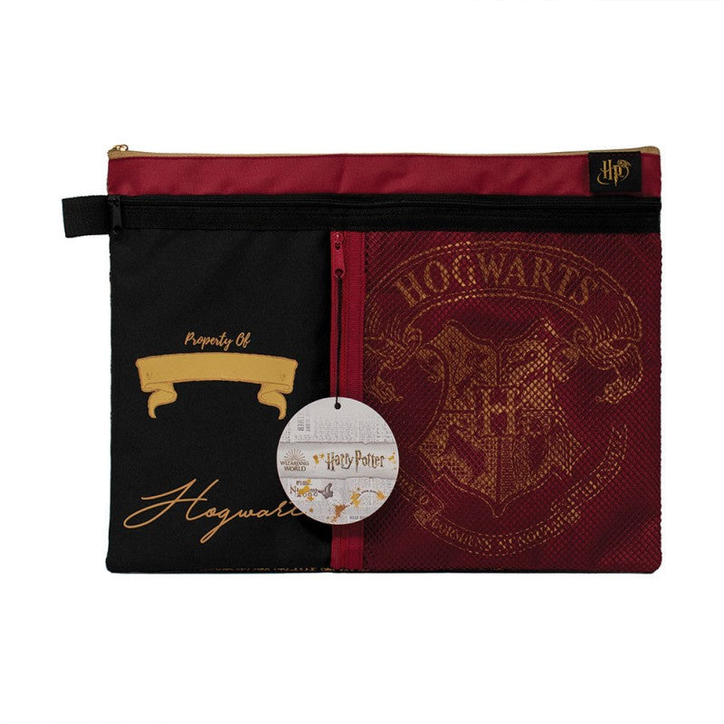Harry Potter - Pochette d'étude multi-poche personnalisable avec le blason de Poudlard