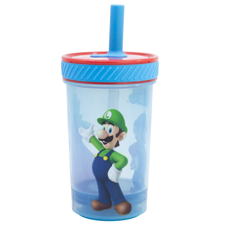 Super Mario - Gobelet à paille anti-goutte en silicone Fun Emotion (PP) - 370ml