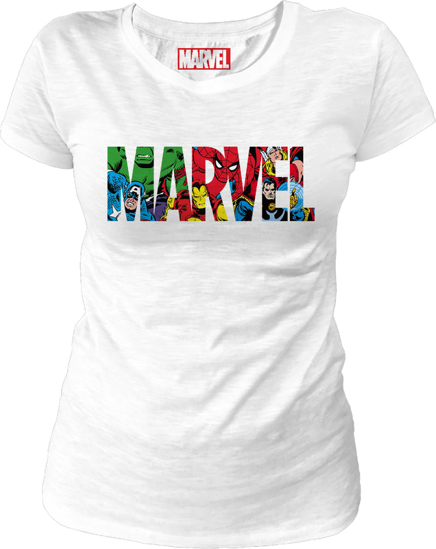 Marvel - Marvel Logo Characters White Women T-Shirt M