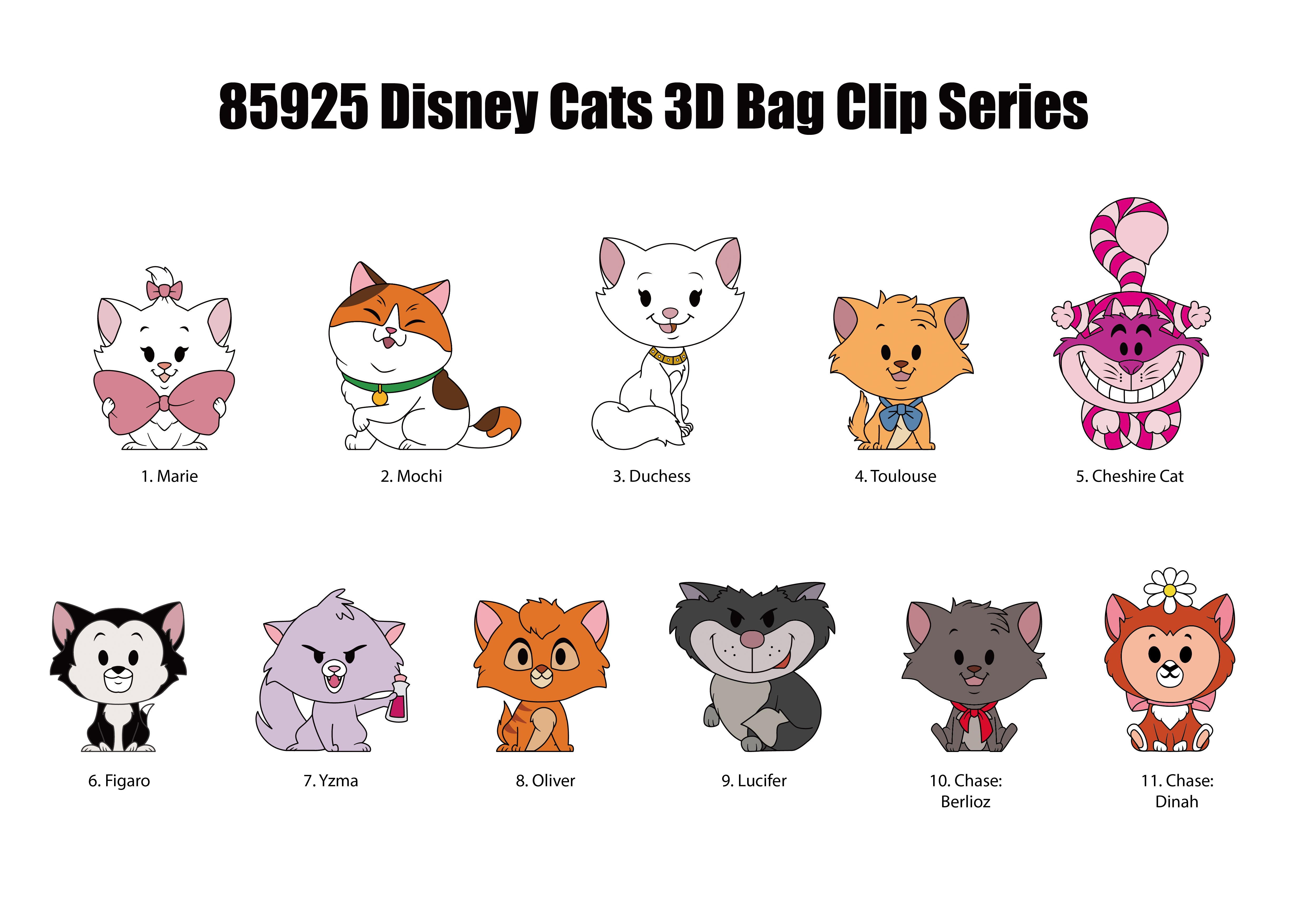 Disney Chats - Assortiment en blind bag de figurines de sac de collection en mousse (Série 69) (24 pcs)