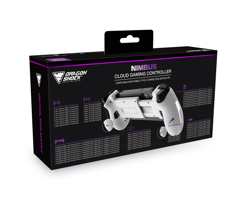 DragonShock - Nimbus - Manette sans fil Bluetooth Blanche pour Mobile
