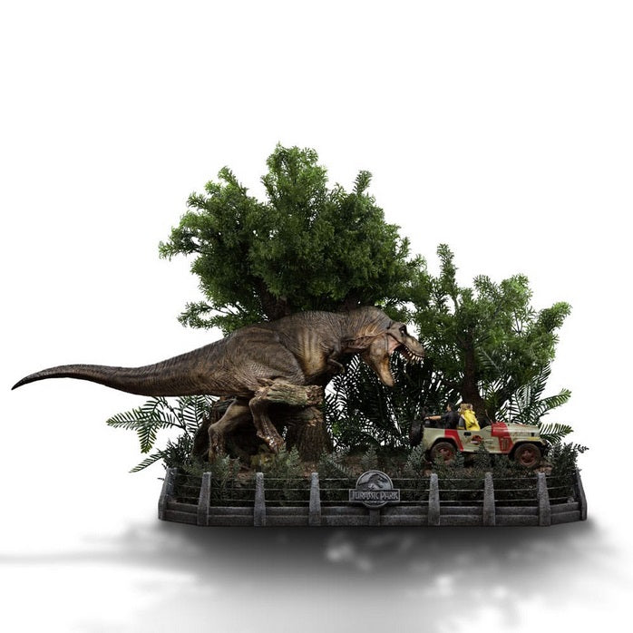 Iron Studios - Demi Art Scale 1/20 - Jurassic Park - T-Rex Chase Statue 60cm - flash vidéo