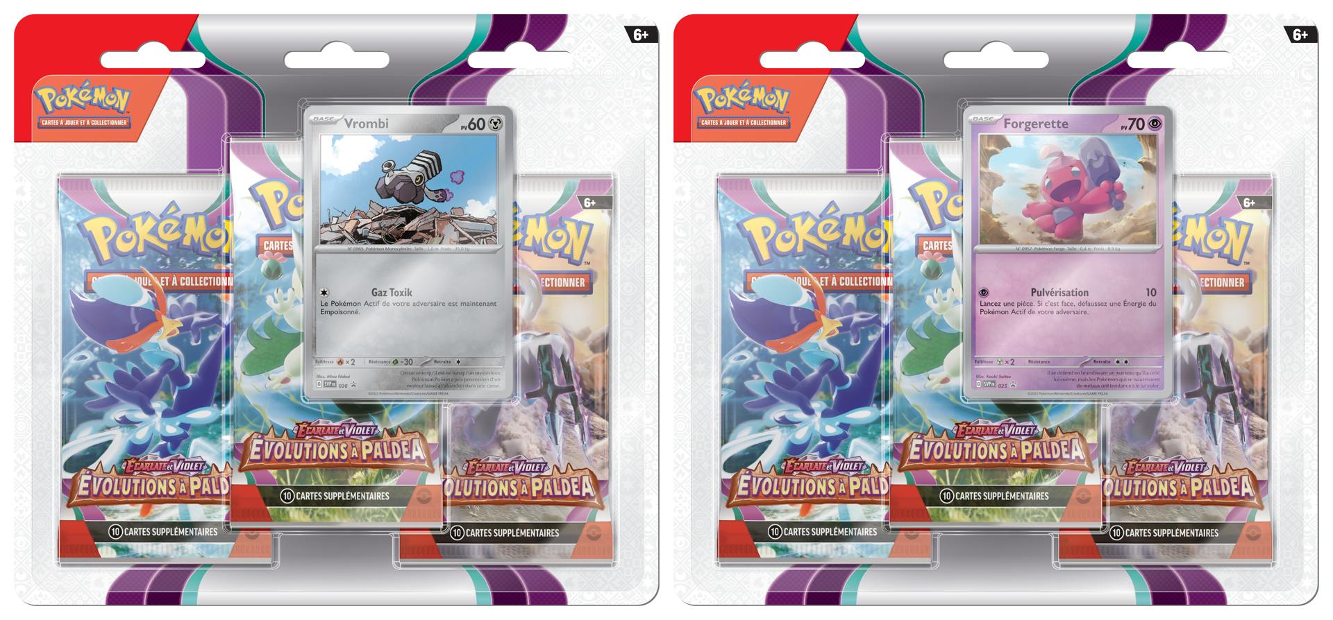 Pokémon JCC - Écarlate et Violet - Pack Blister de 3 Boosters Évolutions à Paldea Forgerette et Vrombi (1 Blister aléatoire) - flash vidéo
