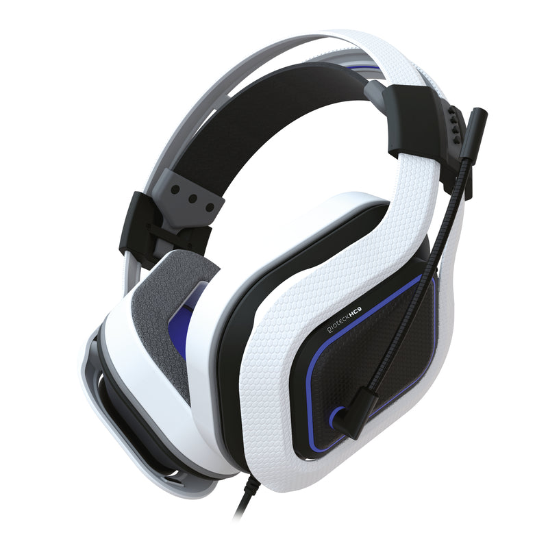Gioteck - Casque de jeu stéréo filaire HC-9 Bleu et Blanc pour PS5, PS4, PC, Switch, Xbox, Mac et Mobile