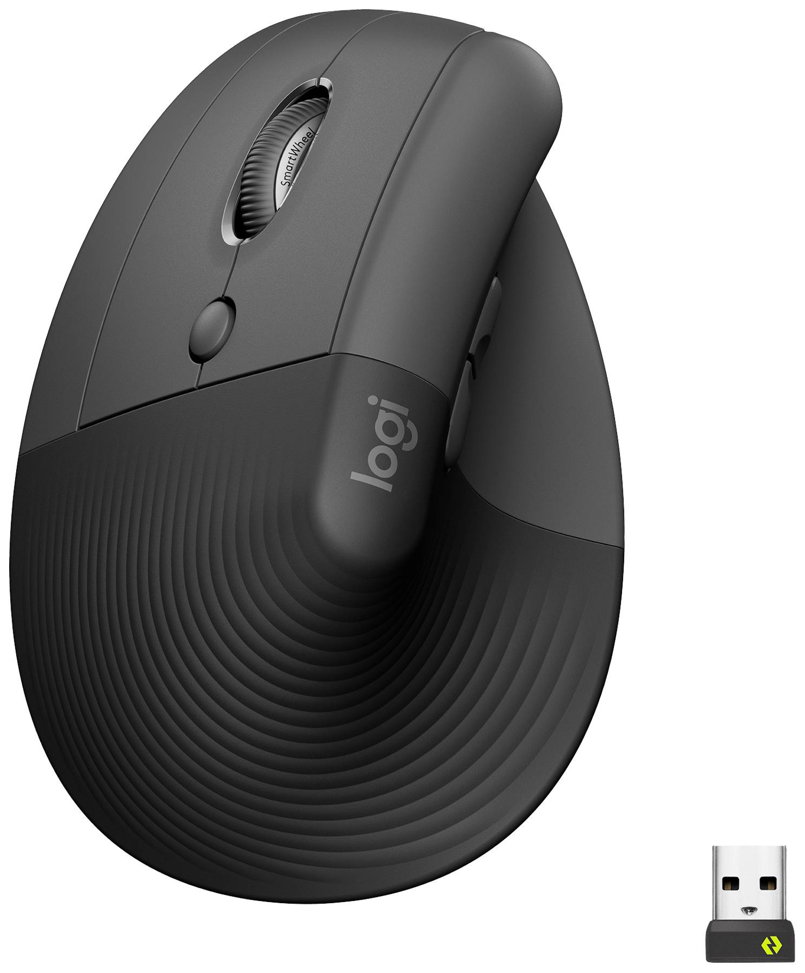 Logitech - Lift souris sans fil gaucher ergonomique verticale - Graphite - 6 Boutons 4000 dpi - flash vidéo