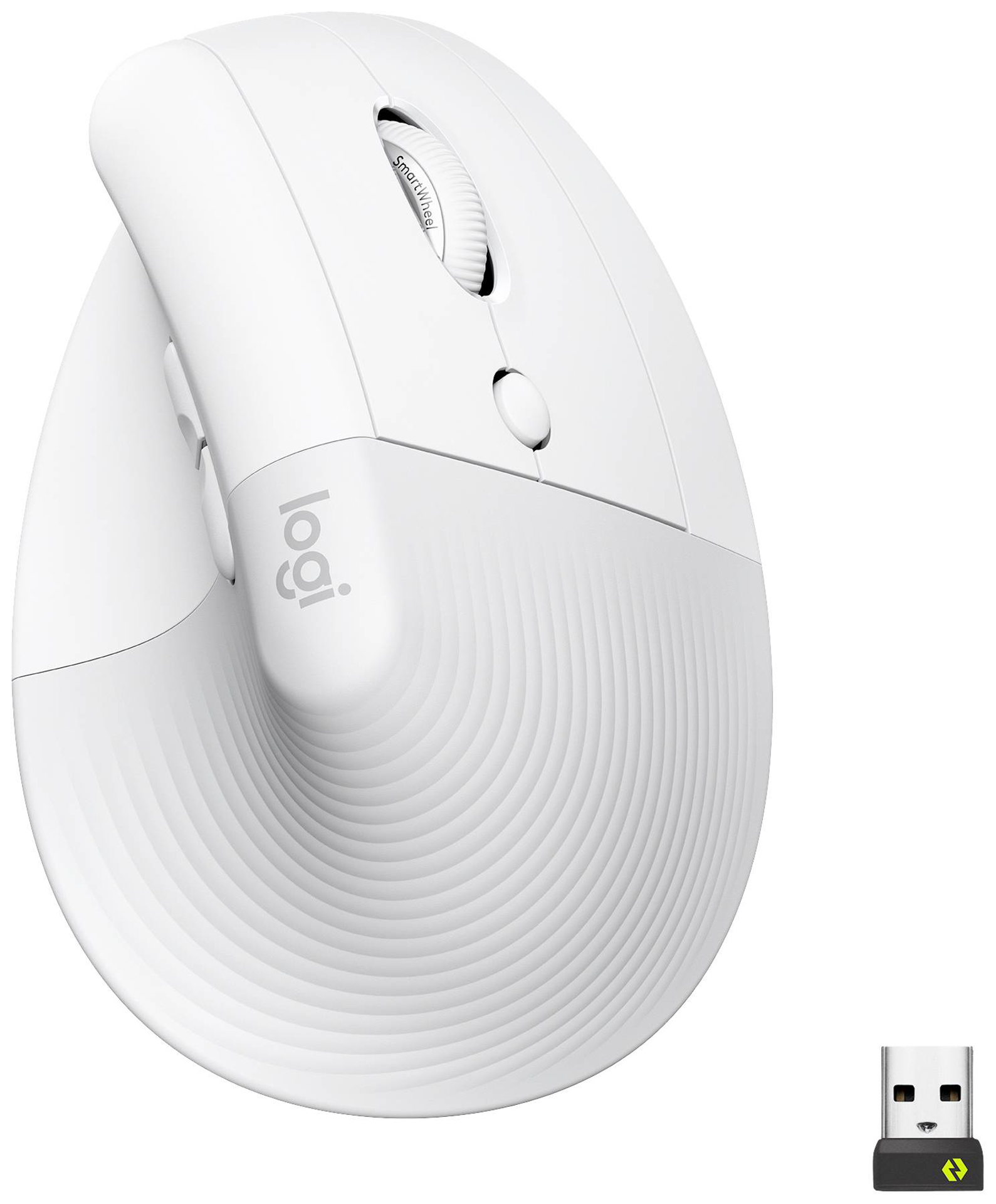 Logitech - Lift souris sans fil droitier ergonomique verticale - Blanc cassé - 6 Boutons 4000 dpi - flash vidéo