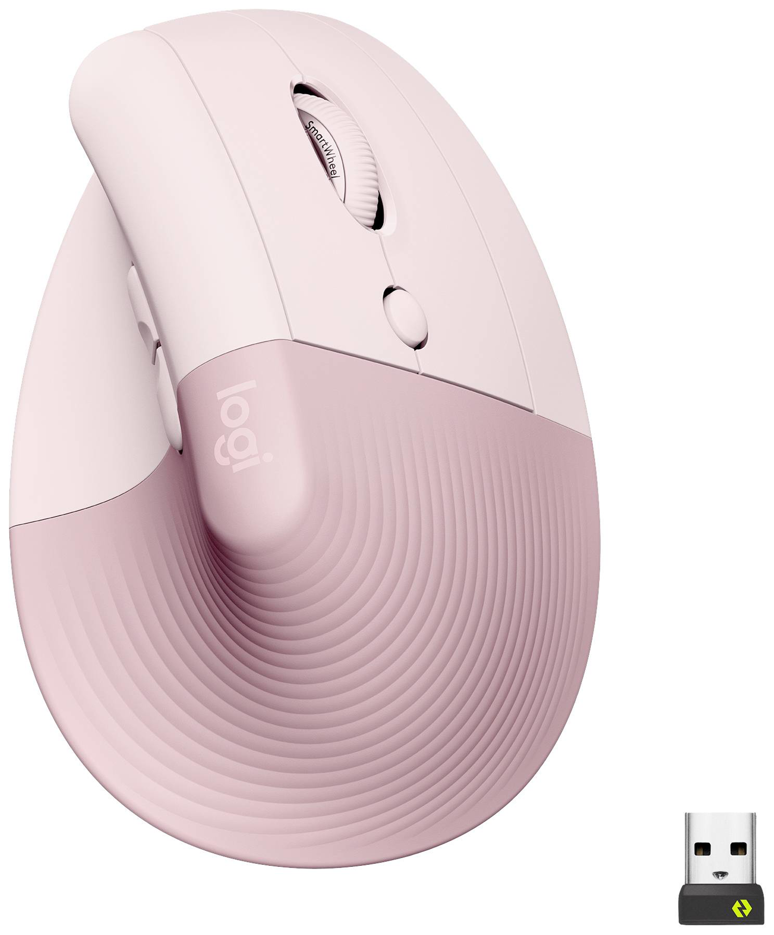 Logitech - Lift souris sans fil droitier ergonomique verticale - Rose - 6 Boutons 4000 dpi - flash vidéo
