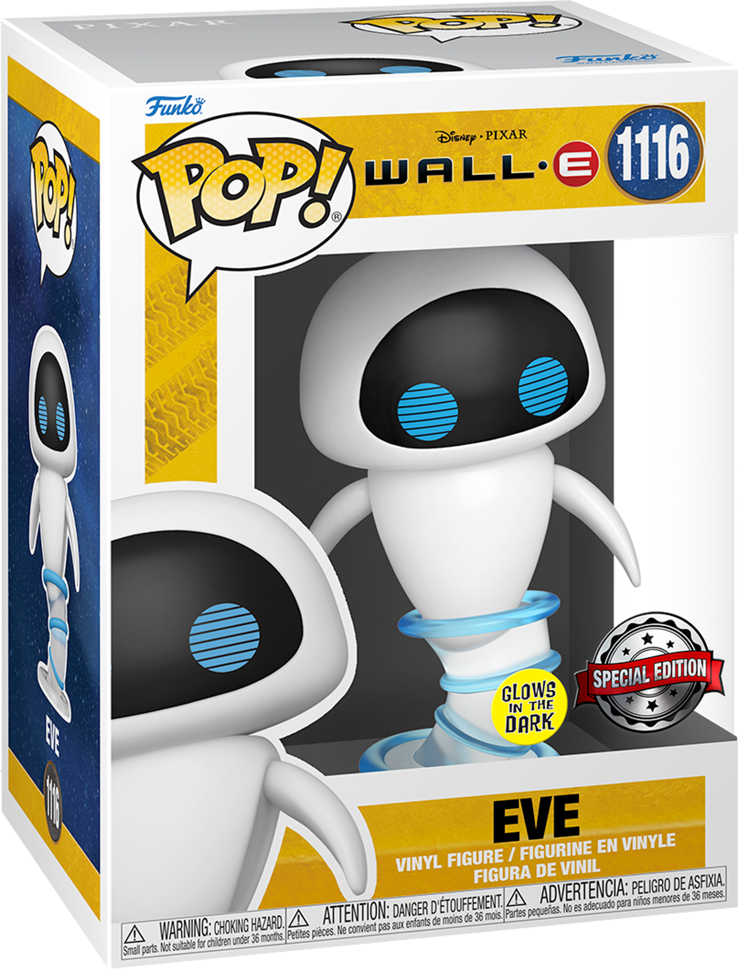 Funko Pop! Disney: Wall-E - Eve Flying (Glow in the dark) - flash vidéo