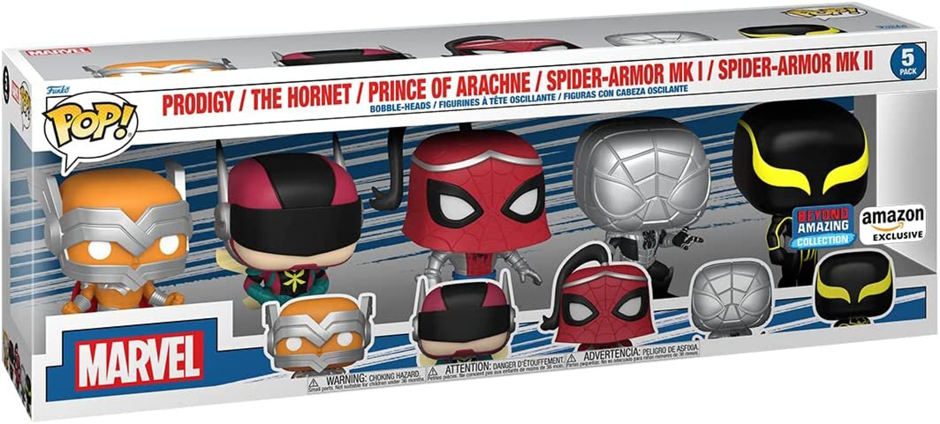 Funko Pop! 5-Pack: Marvel: Spider-Man - Prodigy / The Hornet / Prince of Arachne / Spider-Armor MK I / Spider-Armor MK II (Amazon Exclusive) - flash vidéo
