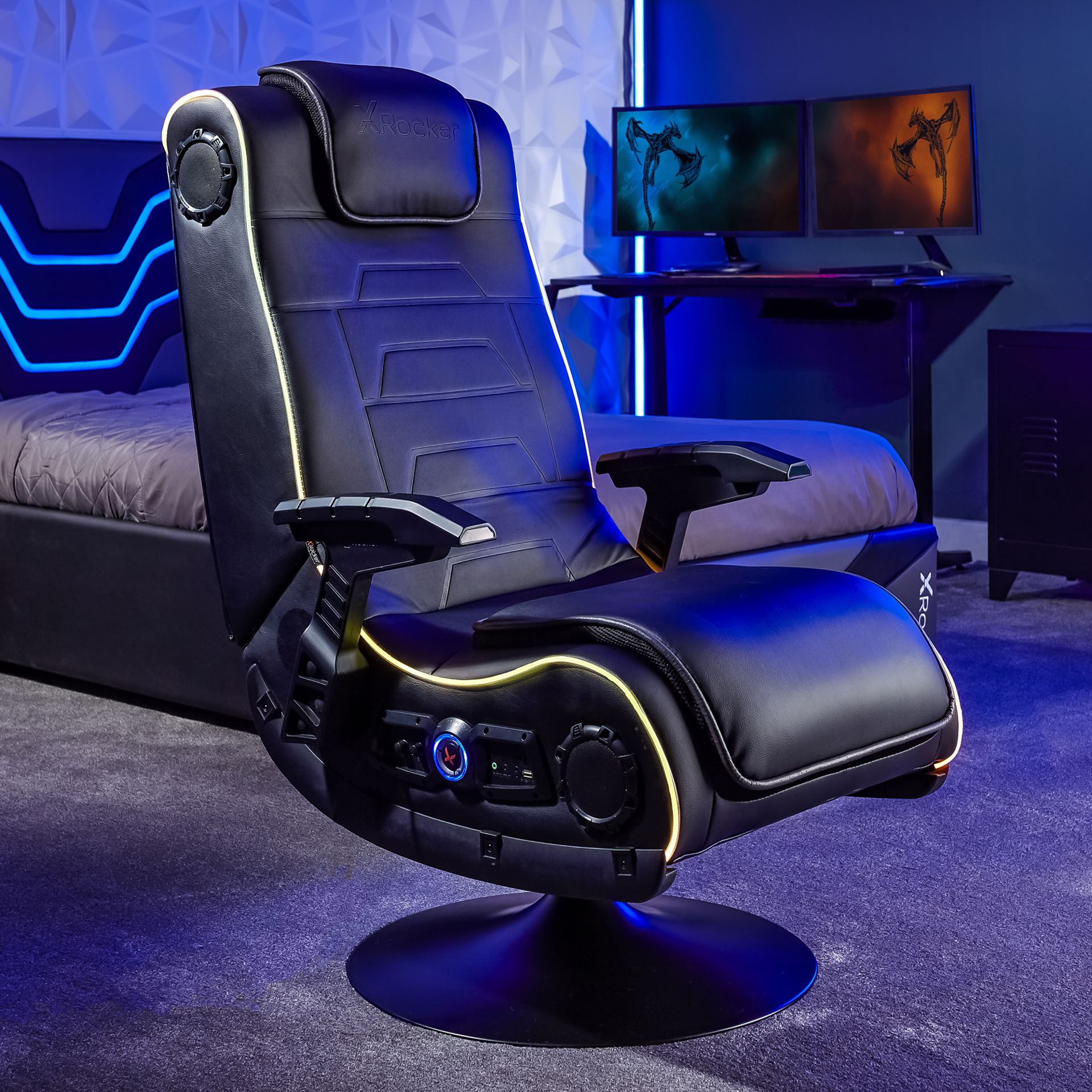 X Rocker - Chaise de jeu Evo Pro LED 4.1 avec audio multi-stéréo - flash vidéo