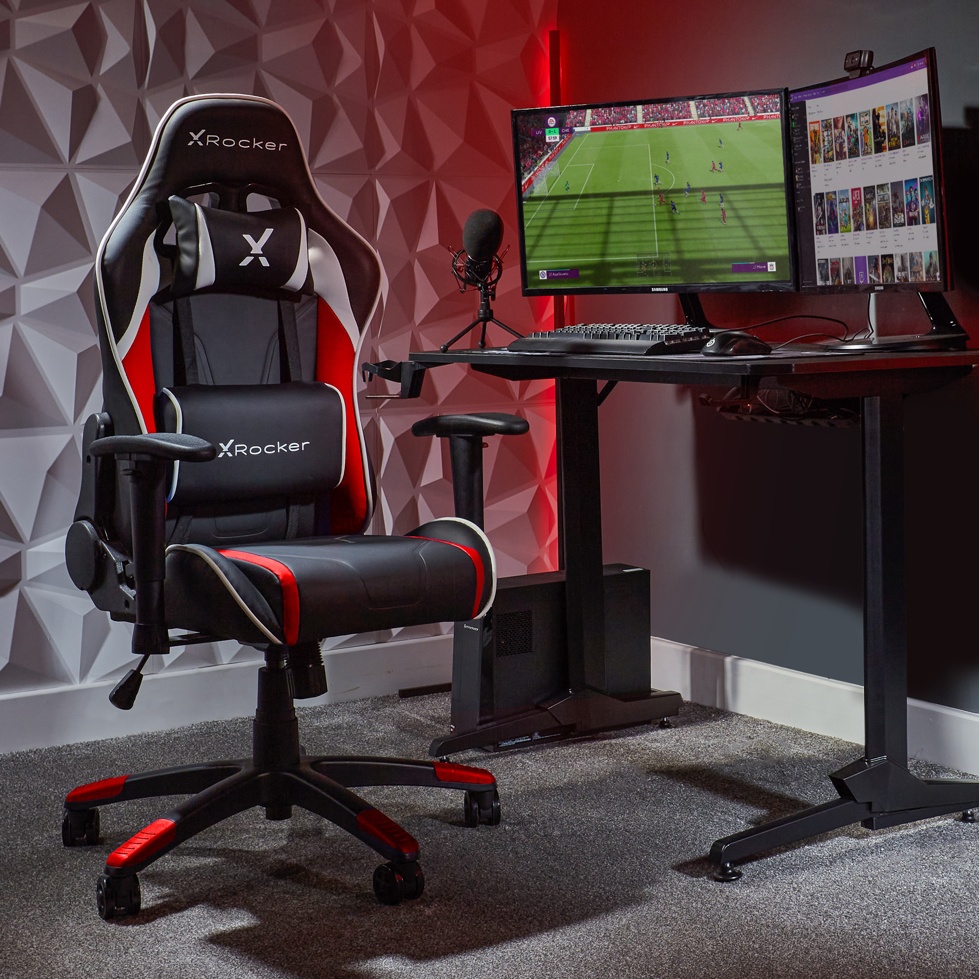 X Rocker - Chaise de jeu eSports compacte Agility JR Noire/Rouge - flash vidéo