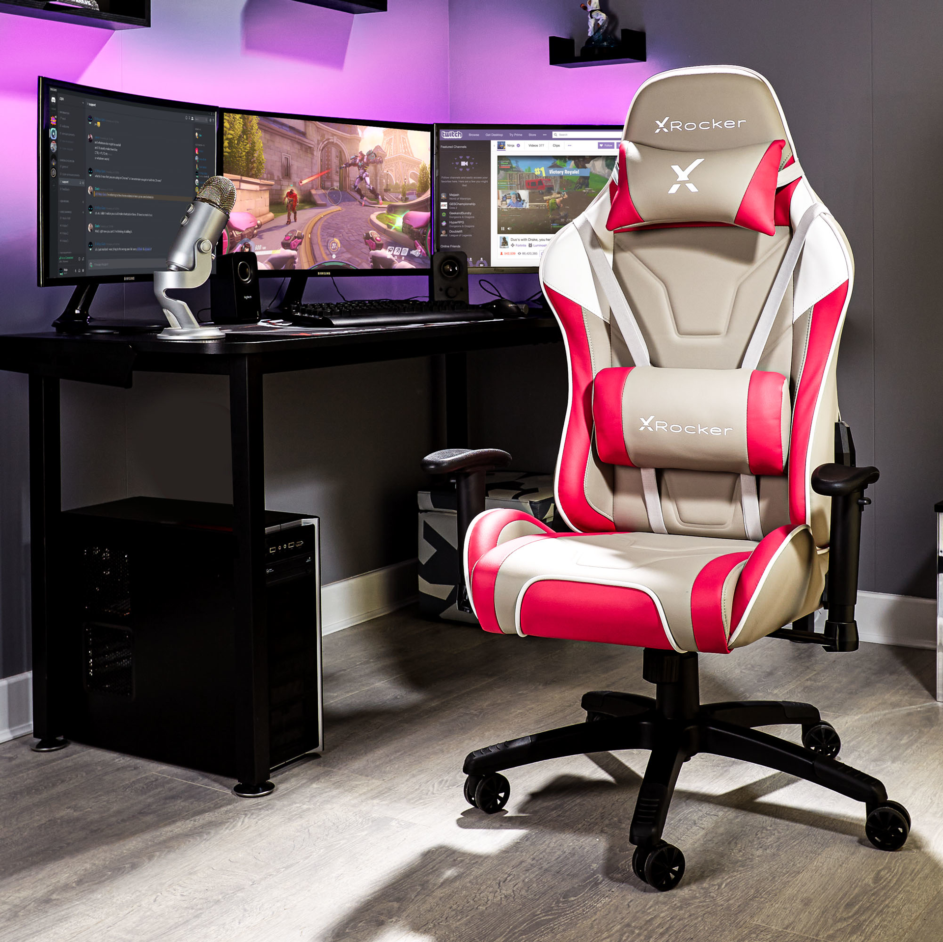X Rocker - Chaise de jeu eSport Agility Sport avec ajustement ergonomique Rouge Cerise - flash vidéo