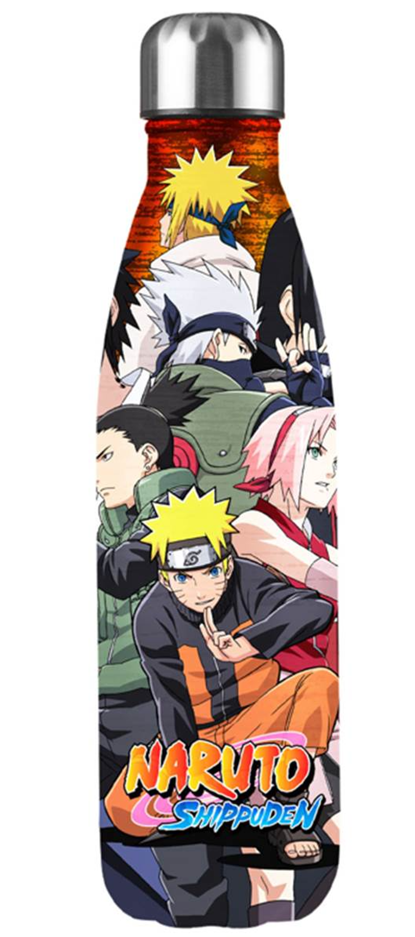 Naruto Shippuden - Bouteille d'eau en métal isotherme Personnages de Konoha 500ml - flash vidéo