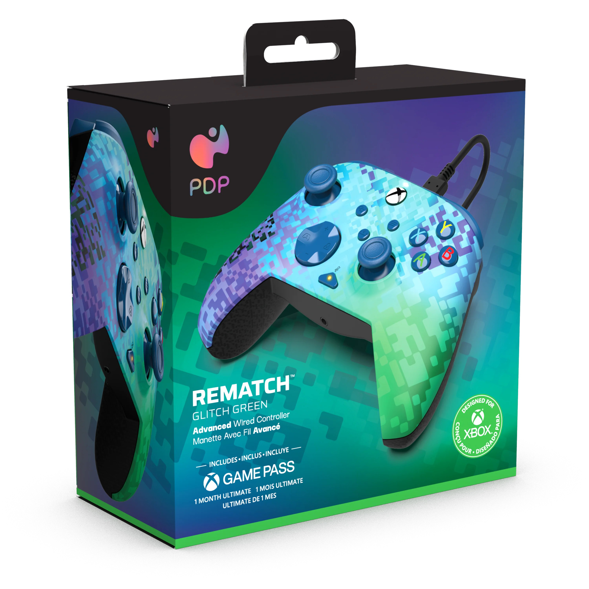 PDP - Manette de jeu filaire avancée REMATCH Glitch Green pour Xbox Series X|S, Xbox One et Windows 10/11 - flash vidéo