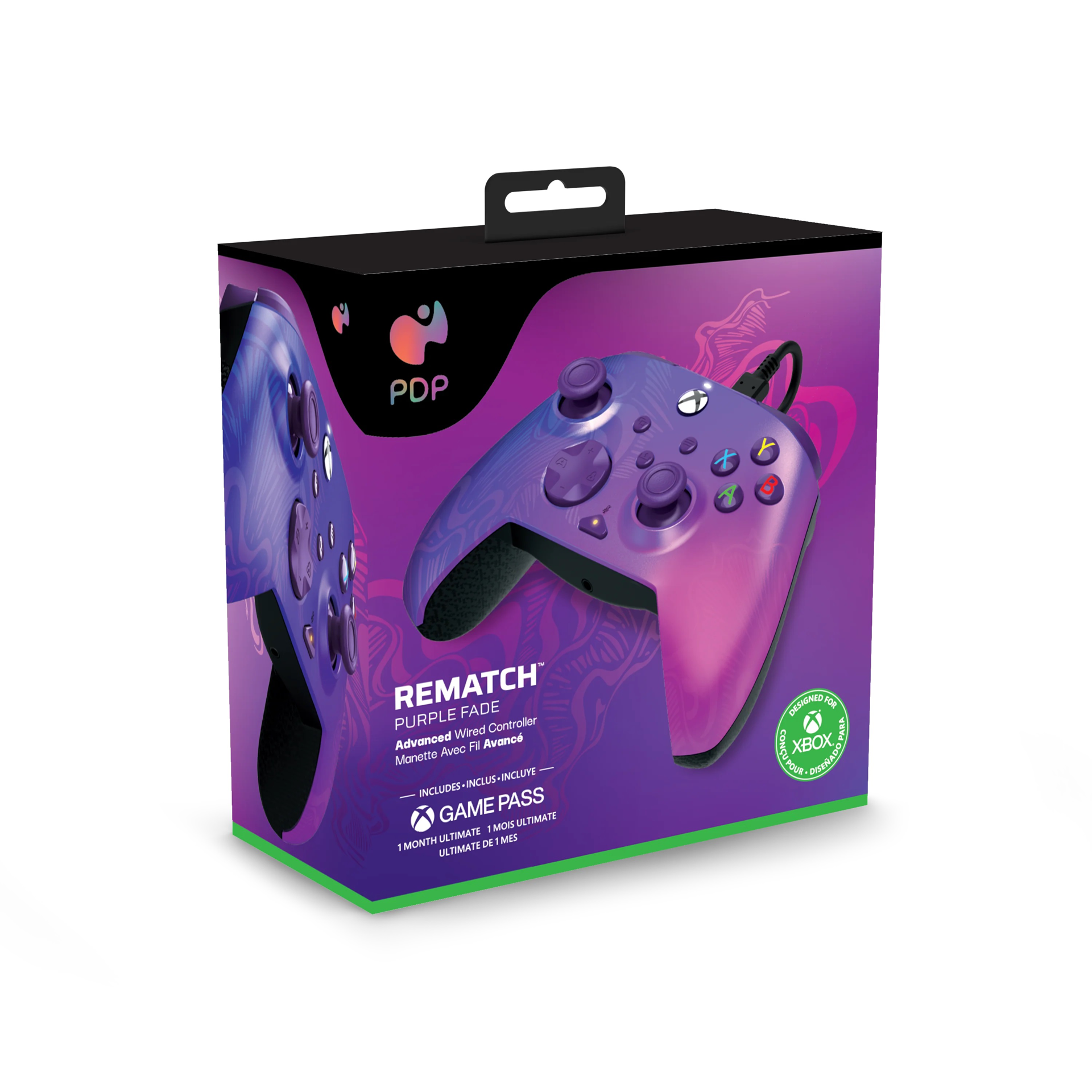 PDP - Manette de jeu filaire avancée REMATCH Purple Fade pour Xbox Series X|S, Xbox One et Windows 10/11 - flash vidéo