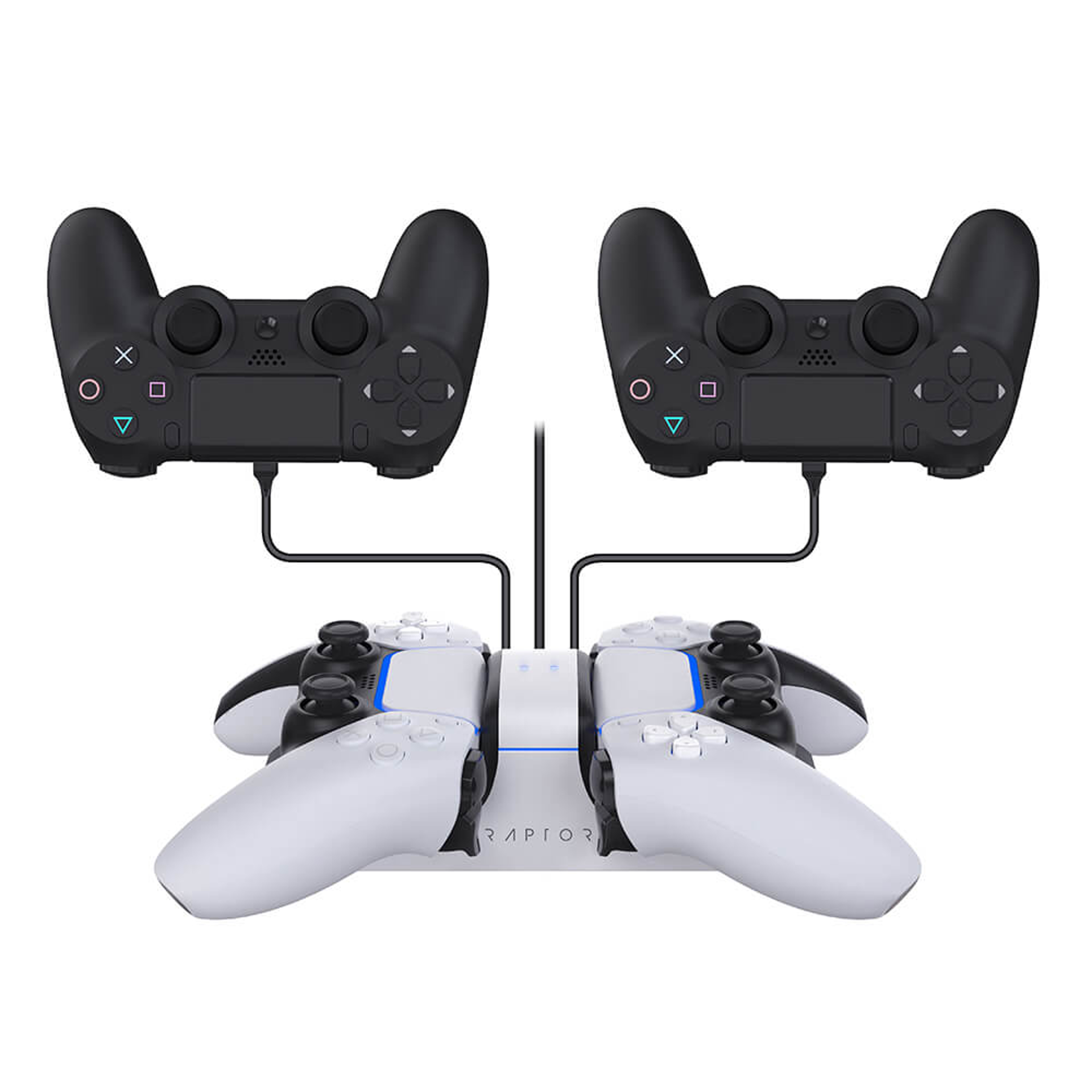 Raptor Gaming - Chargeur double blanc pour manettes PS4/PS5 DualSense
