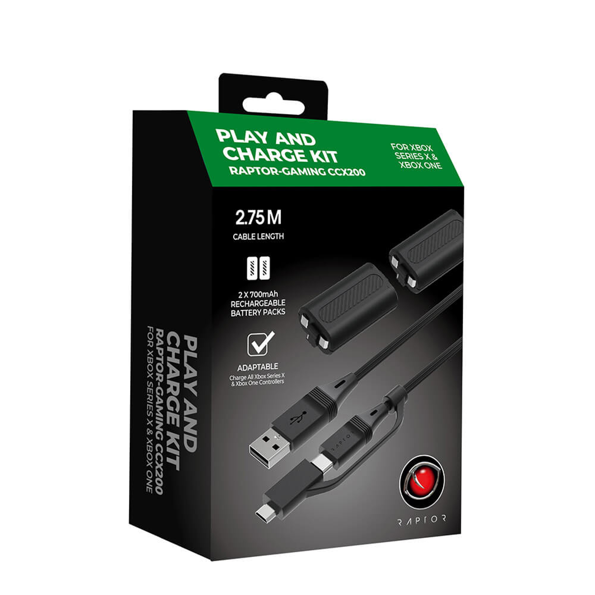 Raptor Gaming - Kit de jeu et de charge CCS200 pour manettes Xbox Series X|S et Xbox One - flash vidéo