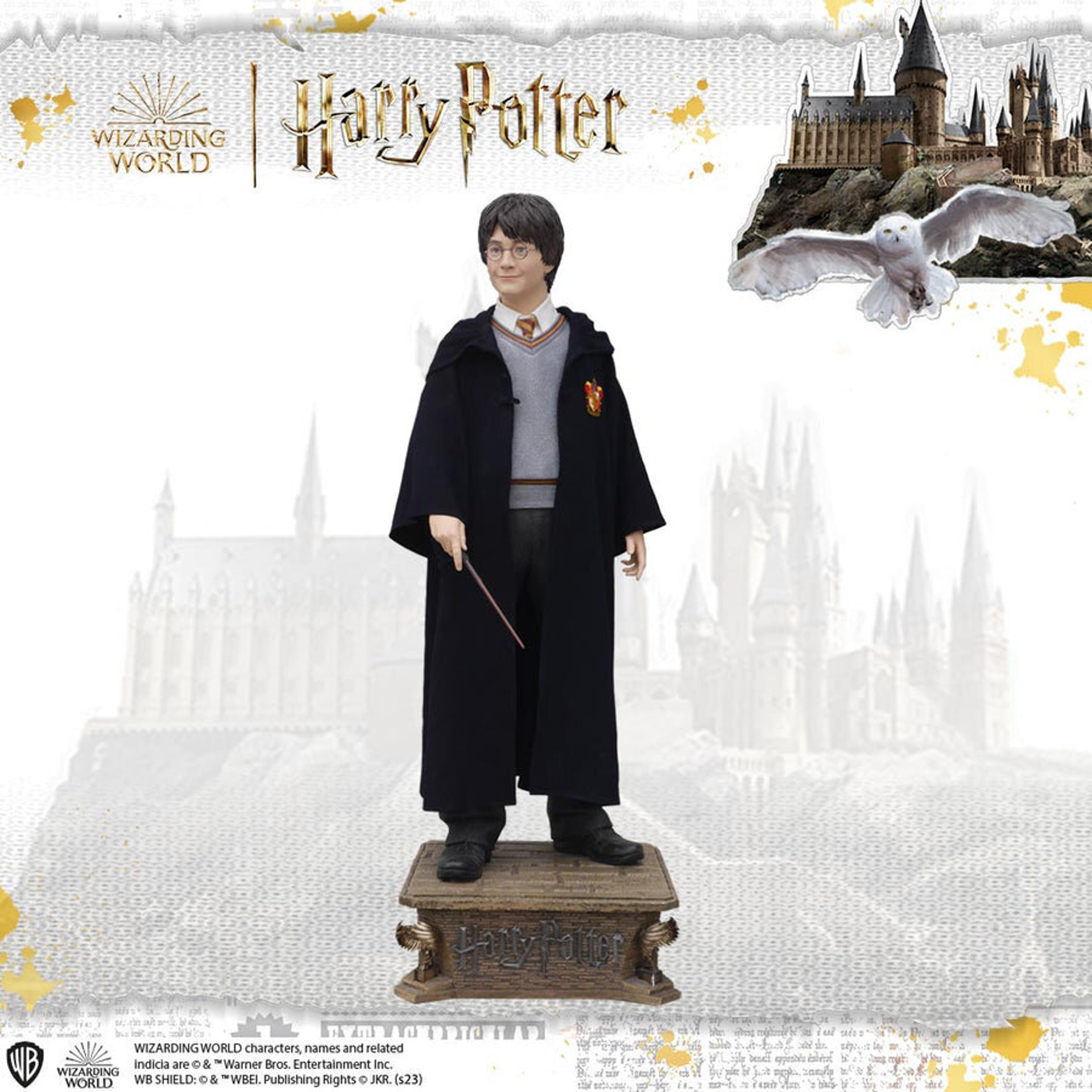 Harry Potter et la Chambre des secrets - Statue taille réelle Harry Potter (2 têtes + Cape et Base incluse) - flash vidéo