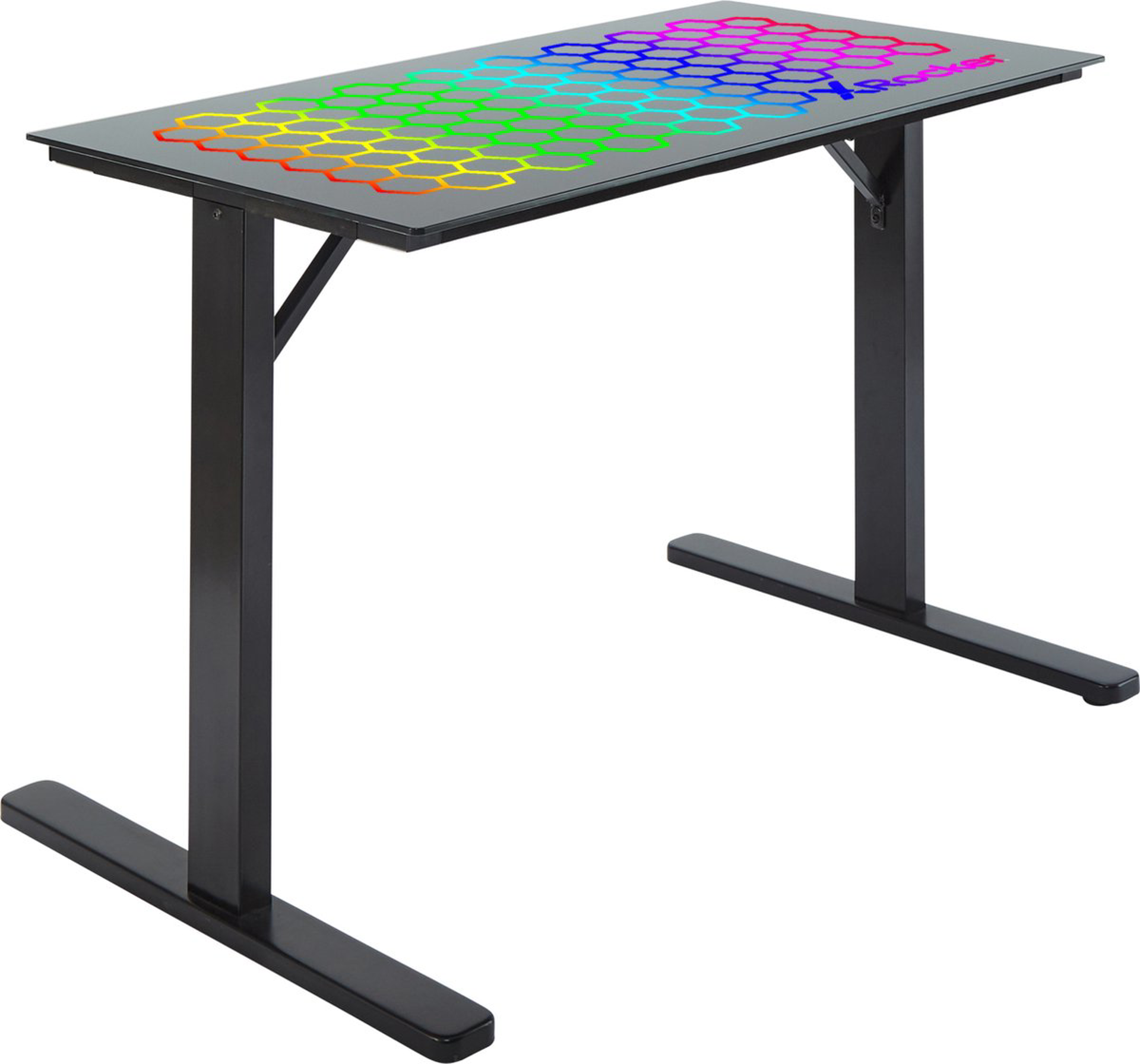X Rocker - Bureau de jeu Spectrum RGB avec plateau en verre et lumières LED - flash vidéo