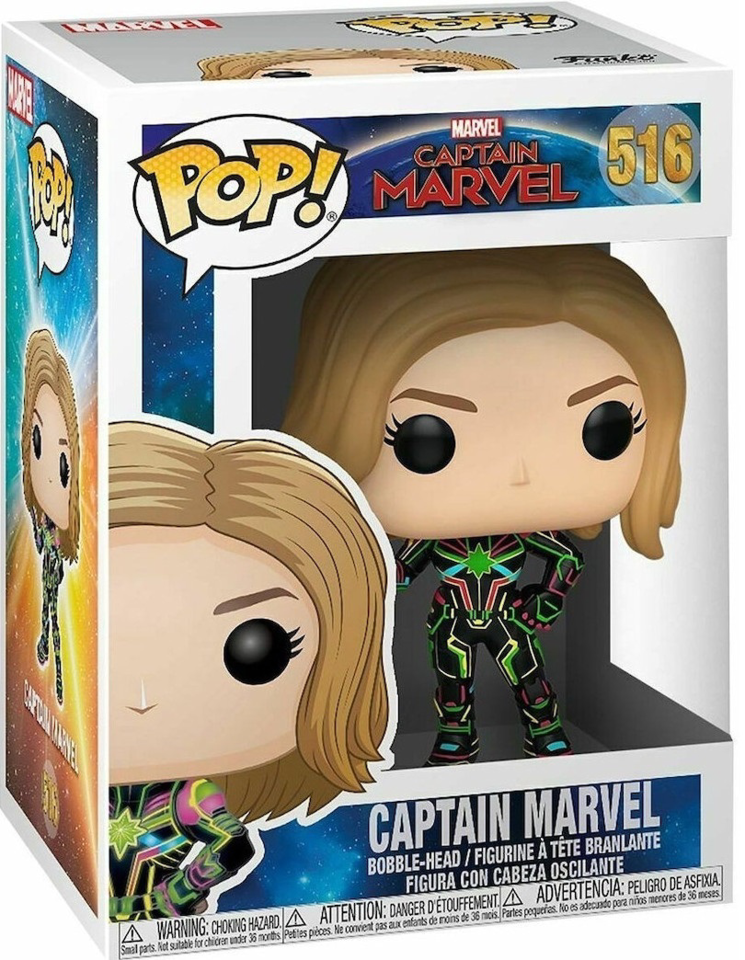 Funko Pop! Marvel: Captain Marvel - Captain Marvel (Neon Suit) (Glow in the Dark) (Special Edition) - flash vidéo