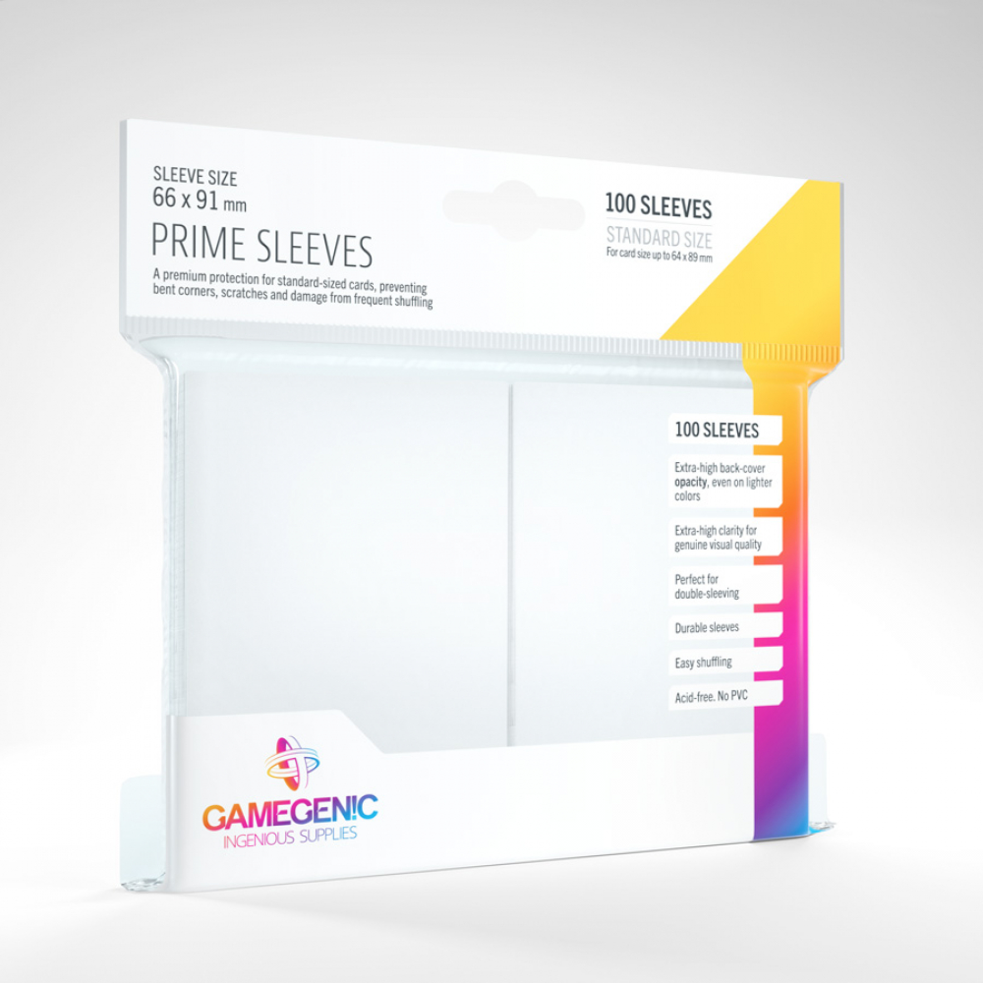 Prime Sleeves - Sachet de 100 protèges-cartes blanc standard 66 x 91 mm - flash vidéo