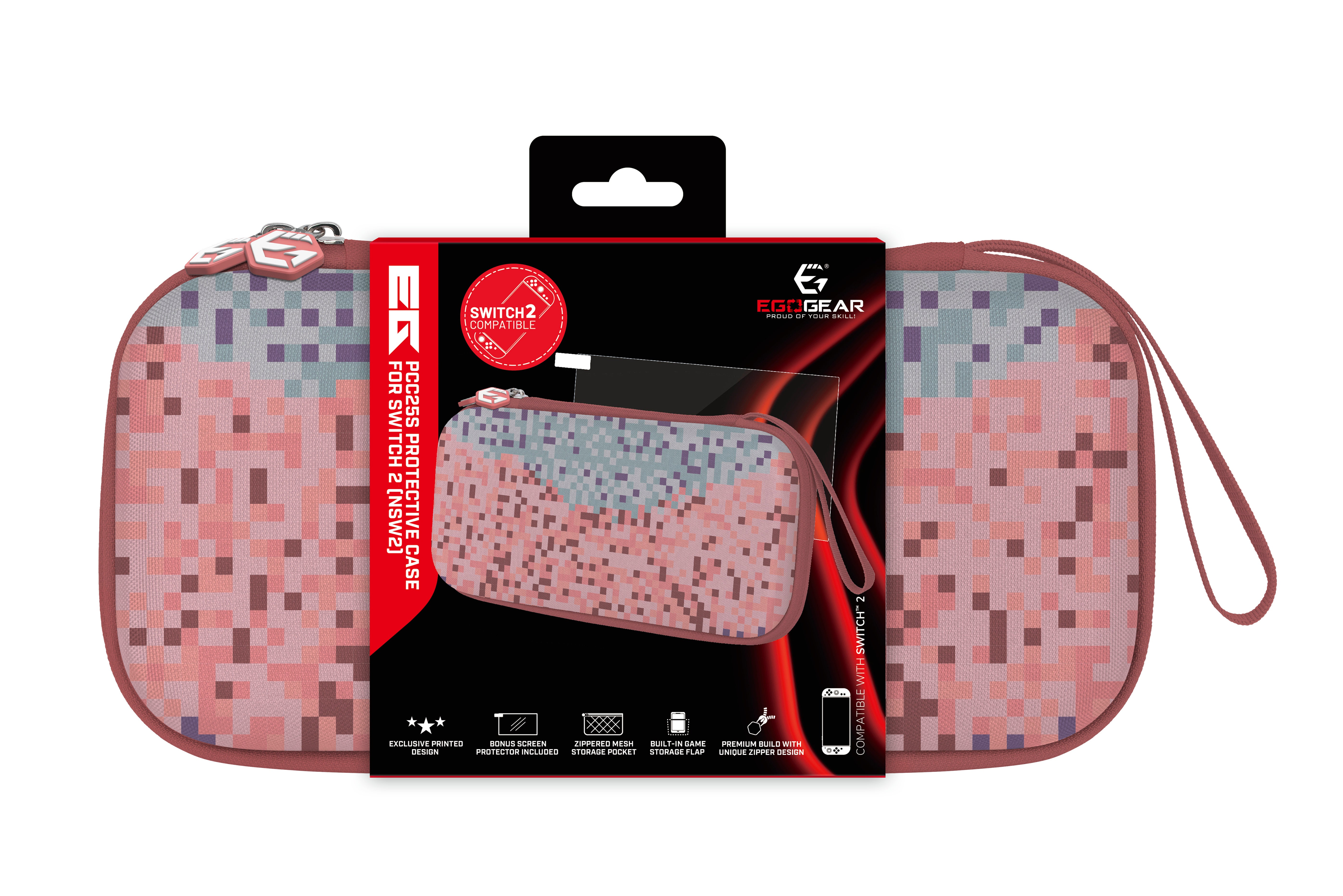 EgoGear - Étui de protection Cubes roses PCC25S pour Switch 2