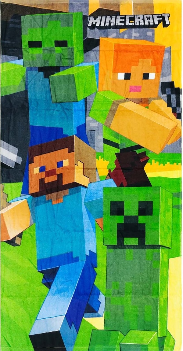 Minecraft - Serviette de bain 100% Coton Groupe (70x140cm) - flash vidéo