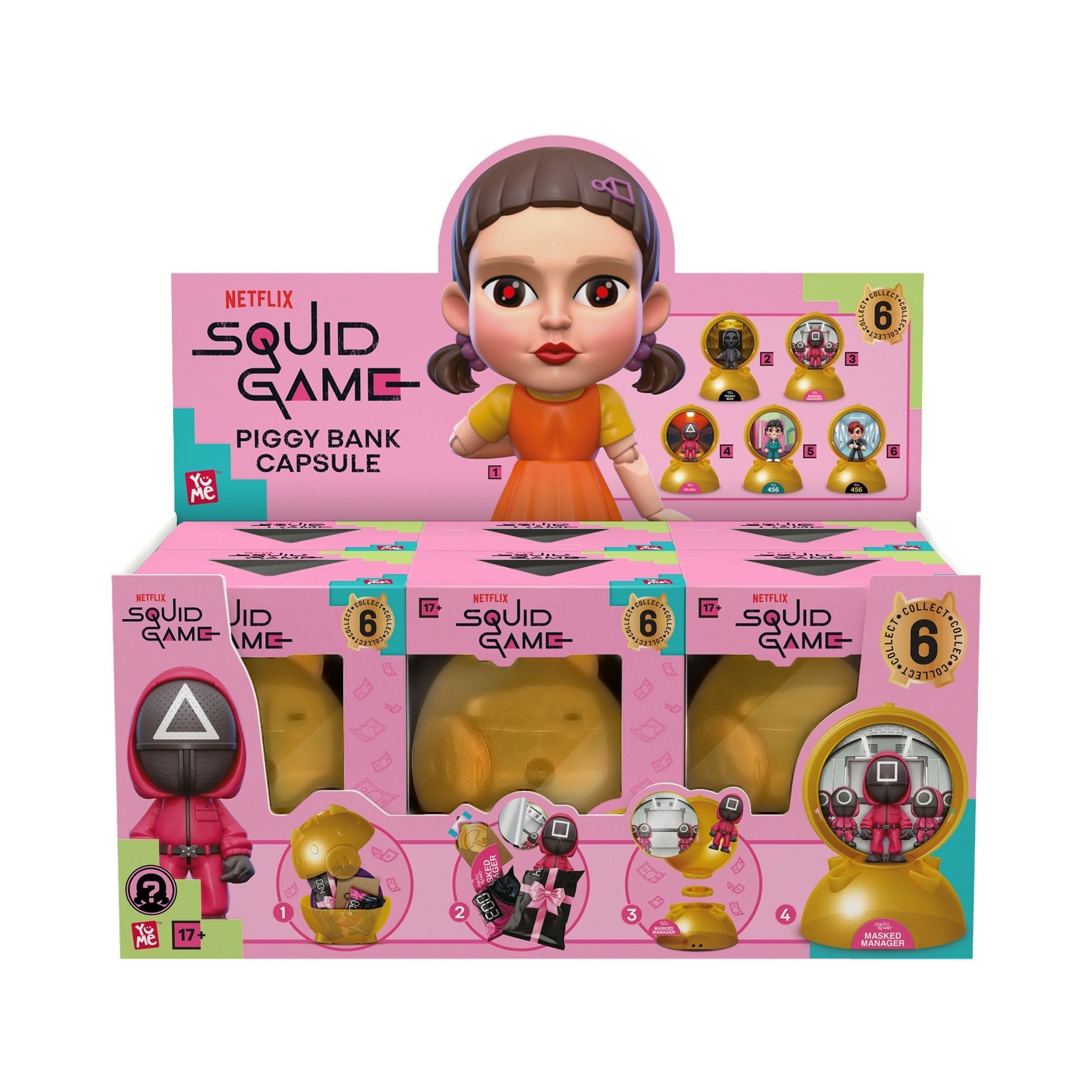 YuMe Piggy Bank Capsule - Display de tirelires Squid Game (6 unités)