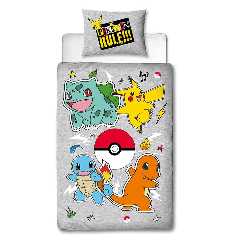 Pokémon - Parure de lit en microfibre Pikachu et Starter 1G IV (140x200cm + 63x63cm)