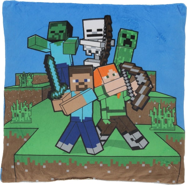Minecraft - Coussin décoratif en Velboa Personnages 35cm - flash vidéo