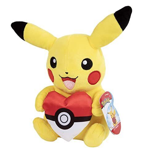 Pokémon - Édition St-Valentin - Peluche Pikachu avec Poké Coeur 20cm - flash vidéo