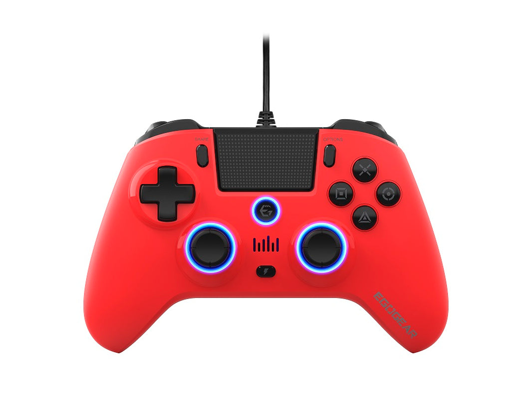 EgoGear - Manette filaire SC10 rouge avec port audio pour casque pour PS4, PS3 et PC