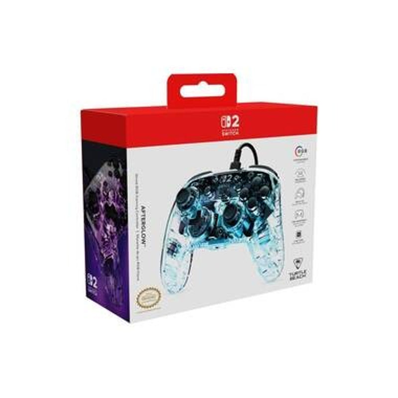Turtle Beach - Manette filaire audio Afterglow Deluxe transparente pour Nintendo Switch 2, Switch et Switch modèle OLED