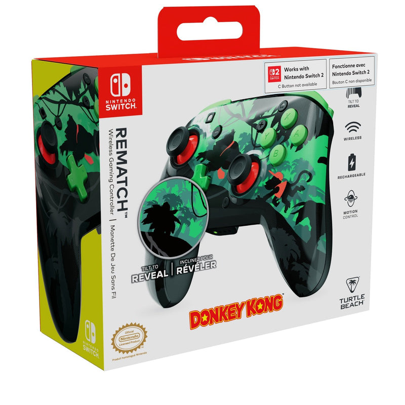 Turtle Beach - Manette sans fil Rematch Donkey Kong Reveal pour Nintendo Switch, Switch Lite, Switch – Modèle OLED et Switch 2 (Bouton C indisponible)