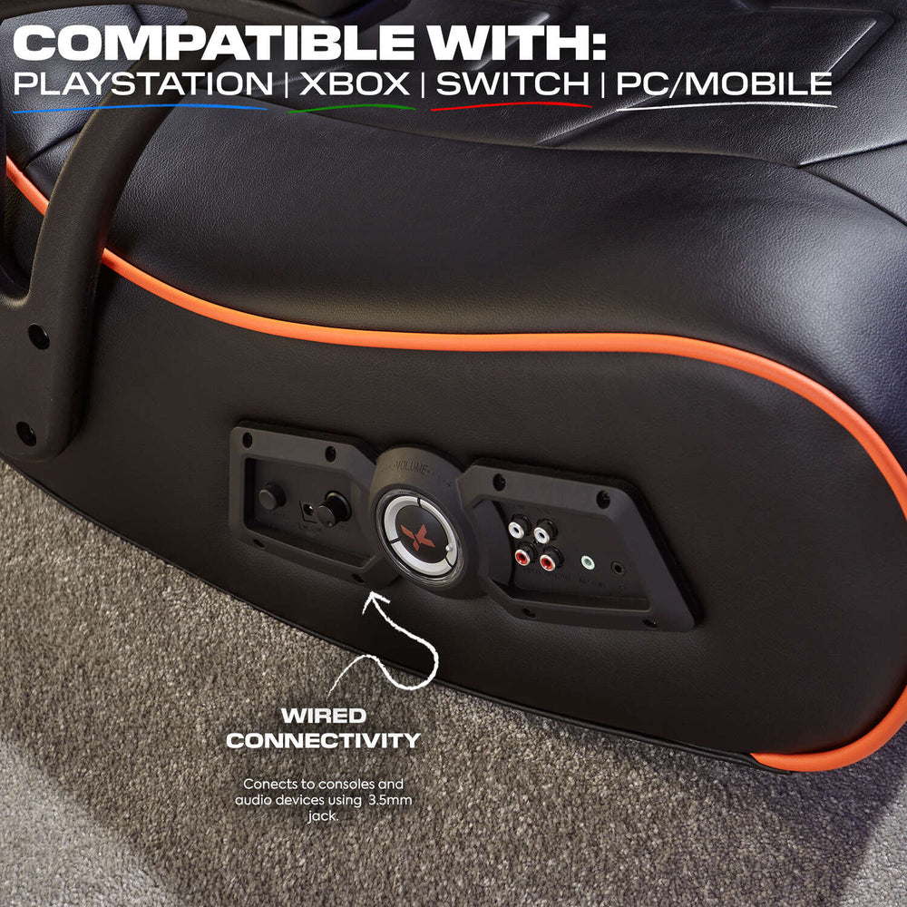 X Rocker - G-Force Sport 2.1 Chaise de jeu audio stéréo avec caisson de basses - Noir et Orange - flash vidéo