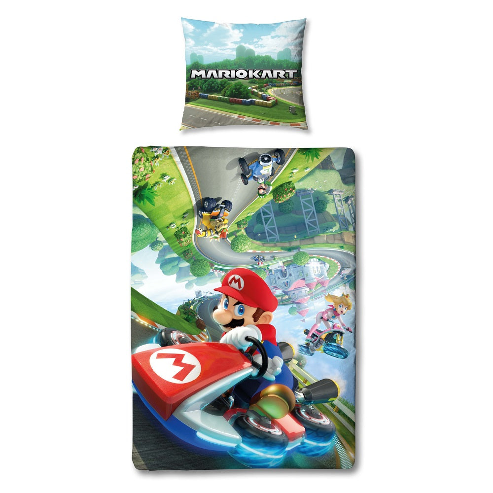 Mario Kart - Parure de lit en microfibre Mario II (140x200cm + 63x63cm) - flash vidéo
