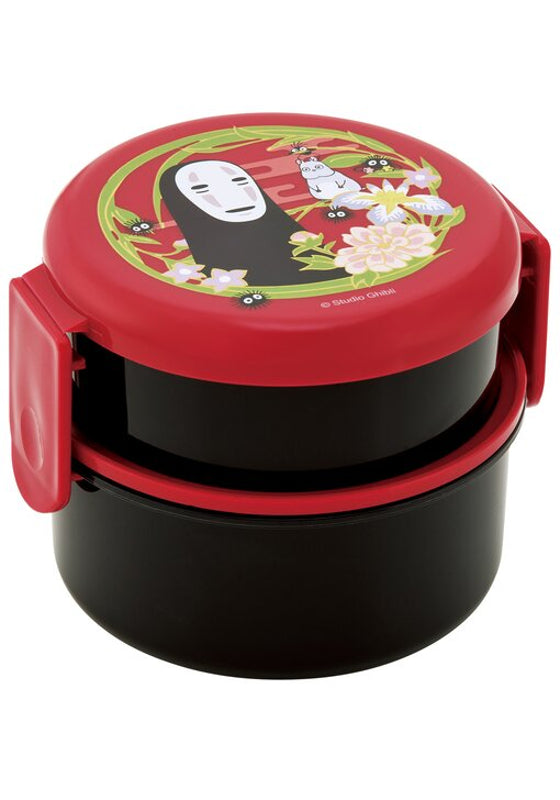 Ghibli - Le Voyage de Chihiro - Boîte à Bento ronde à deux étages Sans-Visage rouge foncé