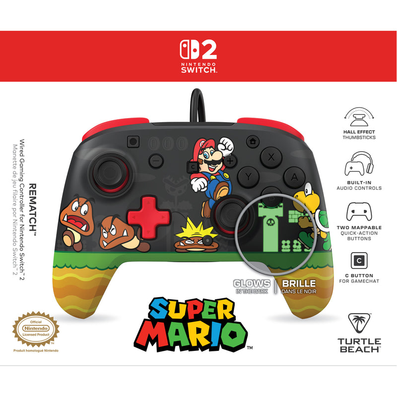 Turtle Beach - Manette filaire Rematch Goomba Stomp pour Nintendo Switch 2, Nintendo Switch et Nintendo Switch modèle OLED