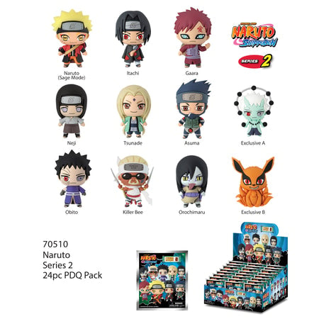 Naruto Shippuden - Assortiment en blind box de figurines de sac de collection en mousse (24 pcs) - flash vidéo