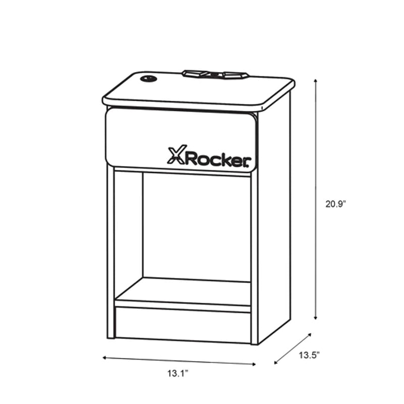 X Rocker - Table de chevet Carbon-Tek avec chargeur sans fil et éclairage LED Blanche